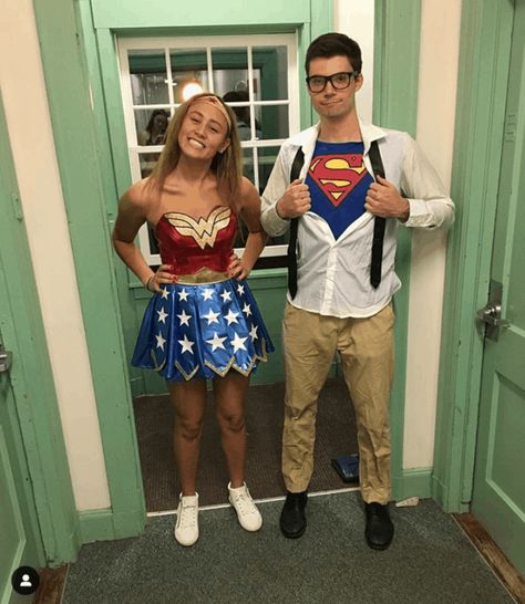 Superman Dress, Scary Couples Halloween Costumes, Easy Couple Halloween Costumes, College Halloween Costumes, Easy College Halloween Costumes, Halloween Costumes Diy Couples, Cute Couples Costumes, Funny Couple Halloween Costumes, Sophia Lee