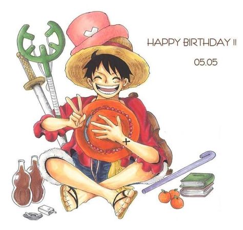 HAPPY BIRTHDAY LUFFY I HOPE ALL YOUR WISHES COME TRUE ON THIS FINE DAY Happy Birthday Luffy, One Piece Video, Anime Characters Birthdays, One Piece Birthdays, One Piece Movies, Sabo One Piece, One Piece Gif, One Piece Series, Happy Birthday Art