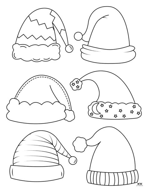 Choose from a variety of santa hat templates and coloring pages for tons of Christmas fun! All 25 pages can be printed from home. 100% FREE. Winter Hats Template Free Printable, Christmas Hat Printable, Free Printable Santa Hat Pattern, Santa Hat Coloring Page, Santa Hat Printable, Santa Hat Template Free Printable, Santa Hat Template, Ornament Template Free Printable Kids, Santa Templates Free Printable