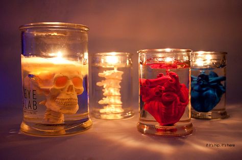 Eye Lab scented candles. Hand moulded wax body parts in specimen jars, suspended in gel. Perfect for Halloween. #Candles Skull In A Jar, Cool Candles, Halloween Candles Diy, Eye Candle, Creepy Candles, Weird Candles, Cute Creepy, Novelty Candles, Gel Candles