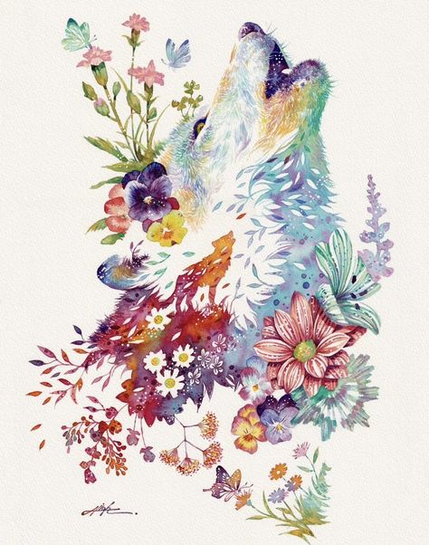 X Watercolor Modern Art, Modern Art Illustration, Transparent Watercolor, Illustration Flower, Art Butterfly, Wolf Art, Flower Art, Art Tattoo, Illustration Art