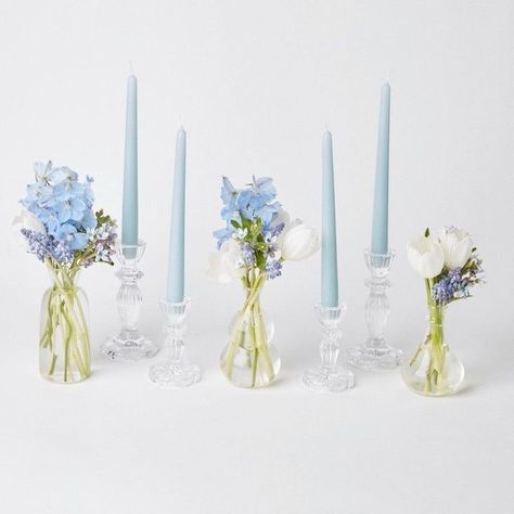 Beatrice Blue, Bud Vases Wedding, Blue Green Wedding, Mrs Alice, Blue White Weddings, Candle Decoration, Blue Tablecloth, Blue Bridal Shower, Blue Themed Wedding