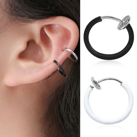 Punk Ear Clip Simple Nose Rings Lip Nail Multipurpose Jewelry Gift for Women Men Fake Nose Rings, Hoop Earrings Style, Lip Ring, Nose Rings, Ear Cuffs, Single Earring, Cuff Earrings, Online Earrings, Simple Earrings