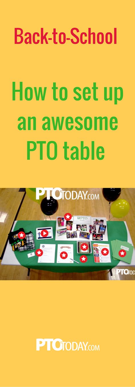 What you need to put on your PTO table for your back-to-school event. Pto Bulletin Board, Pta Board, Pto Board, Pta Membership, Pta Moms, Pto Today, Pta Fundraising, School Pto, Pta School