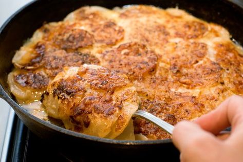 Skillet au Gratin Turnips Recipe Turnip Au Gratin, Turnip Gratin, Pioneer Woman Pecan Pie, Turkey Gravy From Drippings, Cheese Roll Recipe, Turnip Recipes, Winter Veggies, Turnips, Turkey Gravy