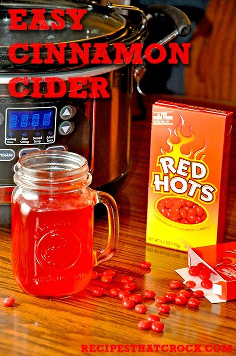 Easy Cinnamon Cider - Recipes That Crock! So easy and so tasty! #Crockpot Hot Apple Cider Recipe, Fun Fall Treats, Hometown Christmas, Apple Cider Recipe, Red Hots, Cider Recipe, Hot Cider, Hot Apple Cider, Easy Cinnamon