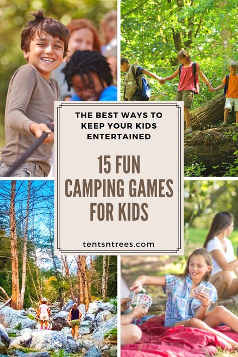 The 15 best camping games for kids. Our kids love these games and they help to ensure our kids have fun on our camping trips. #TentsnTrees #campinggames #campingwithkids Fun Camp Games, Fun Camping Games, Camping Games For Kids, Things To Do While Camping, Campfire Games, Games For Preschoolers, Camping Activities For Kids, Fun Outdoor Games, Kids Camping