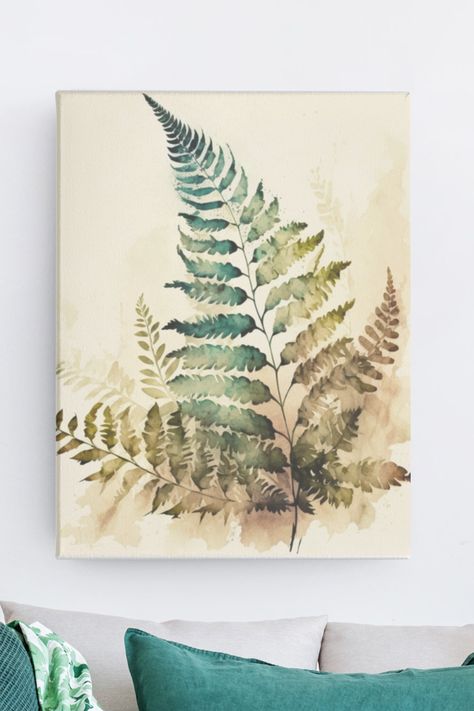 Fern Nursery, Botanical Wall Art Diy, Ferns Painting, Fern Painting, Fern Mural Painting, Acrylic Fern Painting, Fern Painting Watercolor, Watercolour Fern, Eco Printing Textiles