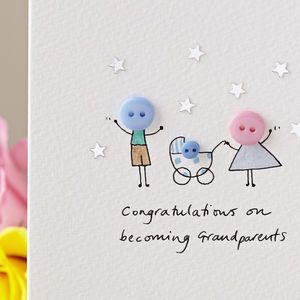 Personalised 'Button Pram' Handmade New Baby Card Handmade New Baby Cards, New Baby Cards Handmade, Twins Illustration, Grandparents Card, Baby Cards Handmade, Watercolour Card, Baby Twins, Illustrated Gift, New Baby Card