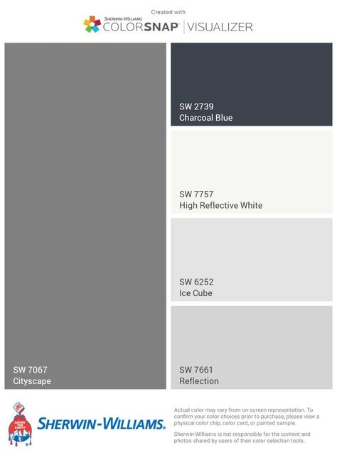 Mineral Grey Sherwin Williams, Cityscape Color Palette, City Scape Sherwin Williams Paint, Passive Gray Sherwin Williams, Cityscape Sherwin Williams, Sherwin Williams Color Palette, Garage Builders, Dining Room Paint Colors, House Paint Interior