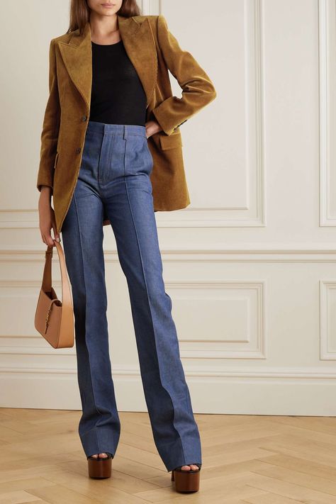 Fall 2022 Outfits, New York Outfit, 2022 Outfits, Outerwear Trends, Jean Large, Blazer Outfit, Professional Style, Corduroy Blazer, Denim Blazer