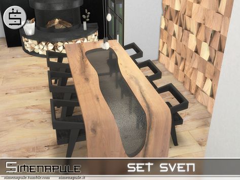 The Sims Resource - Set Sven Sims 4 Cc Tables, Ts4 Skin, Mod Wall, Sims Freeplay Houses, Vase Plant, Resource Furniture, Mod Furniture, Sims 4 House Building, Fireplace Set