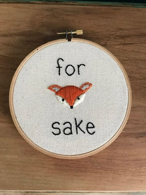 Hanging Gallery Wall, Funny Embroidery Patterns, For Fox Sake, Funny Embroidery, Fox Sake, Embroidery Materials, Embroidery Patterns Vintage, Learn Embroidery, Paper Embroidery