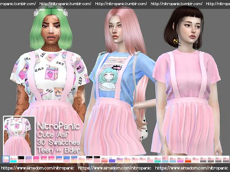 Cute Asf Play Sims 4, Sims 4 Anime, Sims Games, Normal Map, The Sims 4 Download, Kawaii Harajuku, Pastel Outfit, Suspender Skirt, Sims 4 Cc Finds