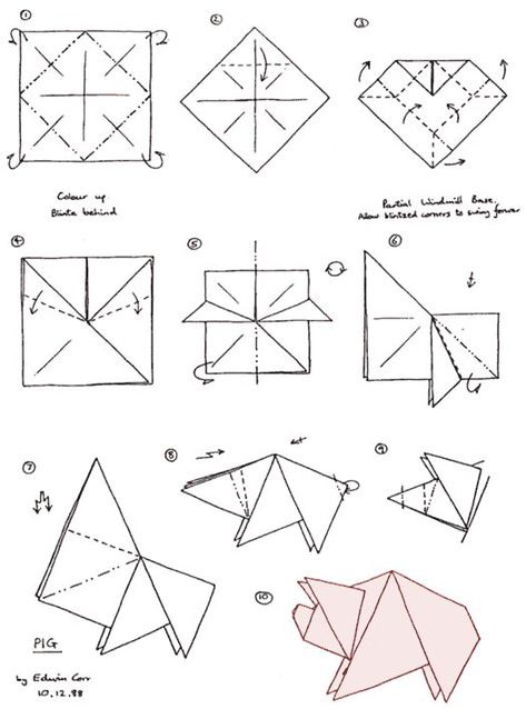 Origami Structure, Origami Pig, Animal Origami, Creative Origami, Origami Diagrams, Origami Wedding, Origami And Quilling, Chinese New Year Crafts, Cute Origami