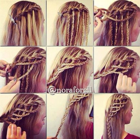 Love the layers of braids in this, though I might do it a bit different... French Twist Hair, Cute Braided Hairstyles, Diy Braids, Waterfall Braid, Fishtail Braid, Heart Hair, Burning Man, Hair Dos, About Hair