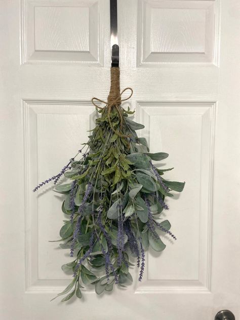 Lavender and Lambs Ear Swag / Spring Swag/ Easter Door Decor/ Farmhouse Swag/ Summer Wreath Door Swags For Spring, Farmhouse Swag, Spring Swag, Door Swags, Double Door Wreaths, Easter Door Decor, Lavender Wreath, Door Swag, Easter Door