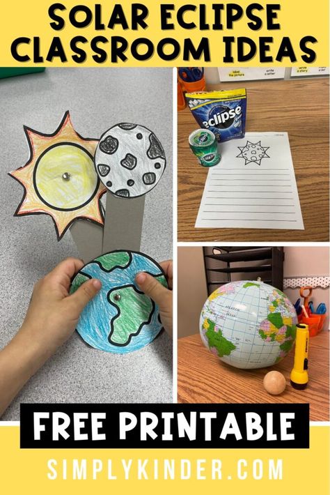 Discover more about a full solar eclipse with informative videos and hands on activities with these solar eclipse ideas for the classroom. Classroom Coloring Pages, Solar Eclipse Model, Eclipse Games, Eclipse Ideas, Eclipse Project, Solar Eclipse Activity, Ideas For The Classroom, Eclipse Party, Eclipses Art