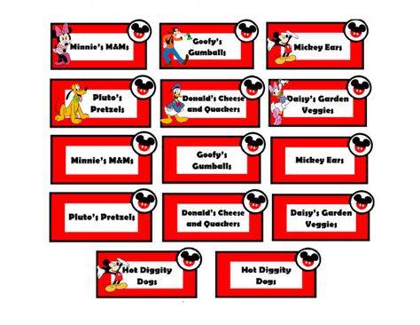 Mickey Mouse Party Food Labels Instant by TiffsCreativeParties Mickey Mouse Birthday Food, Mickey Mouse Food Labels, Mickey Mouse Party Food, Mickey Mouse Food, Party Food Labels, Disney Cars Birthday, Cars Birthday Party Disney, Birthday Themes For Boys, Mickey Mouse Birthday Party