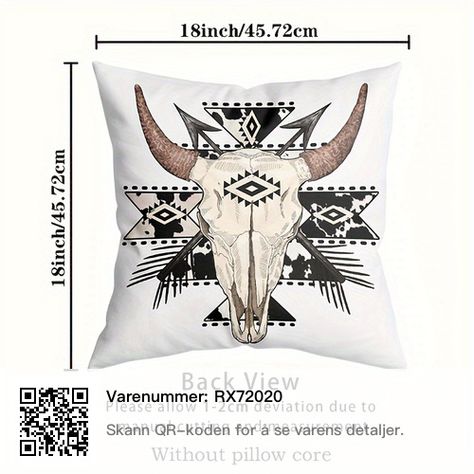 Western Throw Pillows, Western Pillows, Skull Pillow, Soft Throw Pillows, Bed Cushions, Bull Skull, Bull Skulls, Sofa Couch Bed, Patterned Throw Pillows