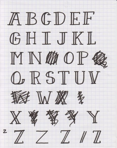 Sketch each glyph of your font - How to create your own font using Illustrator and Glyphs app - HelloBrio.com Font Designs Alphabet, Project Fonts Ideas, Marker Writing Fonts, Easy Fancy Fonts, Easy Fonts For Projects, Aesthetic Fonts For Projects, Font Ideas For Projects, Cool Fonts To Draw Hand Drawn, How To Draw Different Fonts