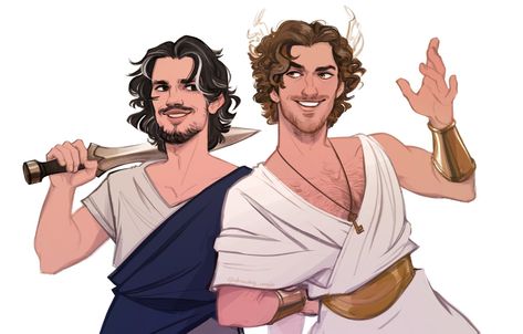 Epic The Musical, Greece Mythology, Greek Memes, Greek Mythology Humor, Greek Mythology Gods, Achilles And Patroclus, Epic Characters, Greek And Roman Mythology, Greek Mythology Art