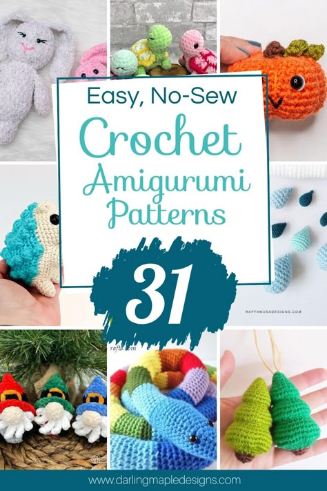 Stock up for your next craft market with some of these cute, quick No-Sew, Amigurumi Crochet Patterns. This No-Sew Amigurumi roundup includes many of my favourite no-sew crochet patterns that work up fast, with easy to follow written instructions. #crochetpattern #nosewcrochet #nosewamigurumi Bernat Super Value Yarn, Tiny Amigurumi, Free Crochet Amigurumi Patterns, No Sew Crochet, Crochet Tiny, Easy Amigurumi Pattern, Crochet Hippo, Crochet Amigurumi Patterns, Free Crochet Amigurumi