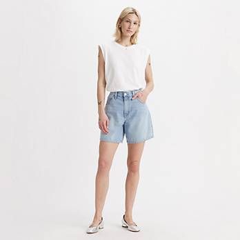 Highwater Baggy Women's Shorts - Medium Wash | Levi's® US Levis Baggy, Umbrella Shop, Baggy Shorts, Lightweight Dress, Summer 24, Shirt Skirt, Jeans For Sale, Baggy Fits, Above The Knee