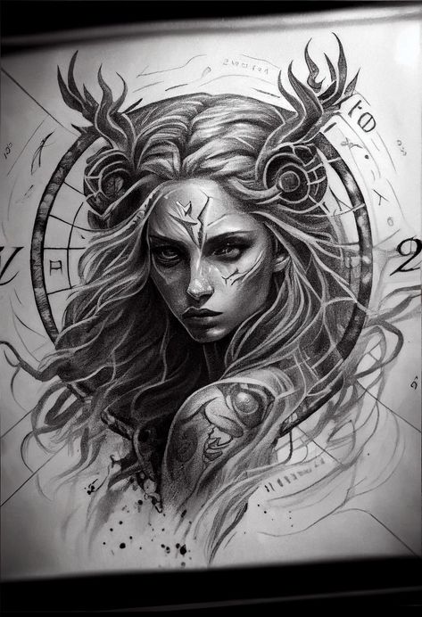 Virgo Face Tattoo, Taurus Woman Tattoo Design, Virgo Tattoo Designs Zodiac, Virgo Tattoo For Men Zodiac Signs, Virgo Drawing Sketch, Leo And Virgo Tattoo, Virgo Sketch, Zodiac Sign Virgo Tattoo, Virgo Tattoo Designs For Men