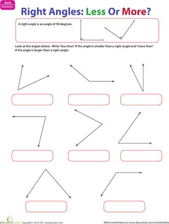 Worksheets: Right Angles Geometry Third Grade Geometry, Third Grade Math Worksheets, Angles Worksheet, Geometry Worksheets, Free Math Worksheets, Third Grade Math, Math Geometry, Education Motivation, Education Quotes For Teachers