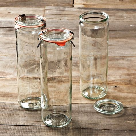 Weck Cylindrical Jars, 20oz, Set of 6 | Williams Sonoma Strawberry Logo, Weck Jars, Water Bath Canning, European Kitchens, Jars With Lids, European Home, Diy Bird Feeder, Canning Jar, Rubber Ring