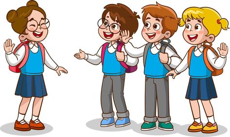 Hello Cartoon, Hello Pictures, Friends Clipart, Student Cartoon, English Learning Books, Learning Books, Illustration Art Kids, Friends Illustration, School Cartoon