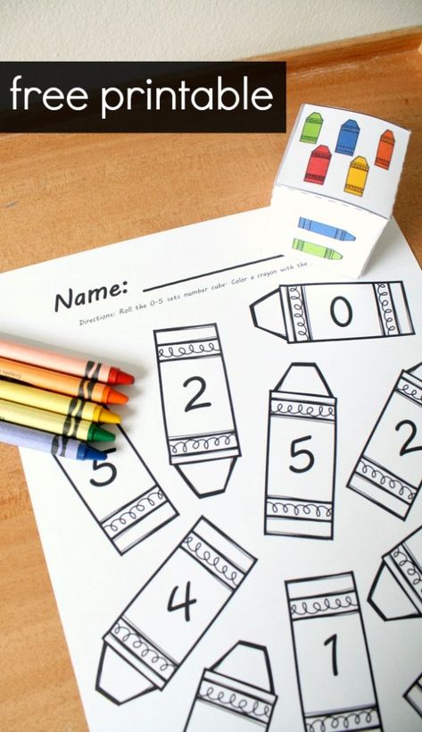 Roll And Color Free, Preschool Crayon Activities, Roll And Color Preschool Free Printable, Counting Collections Kindergarten, Preschool Images, Color Math Activities, Color Math, Crayon Book, Free Math Games