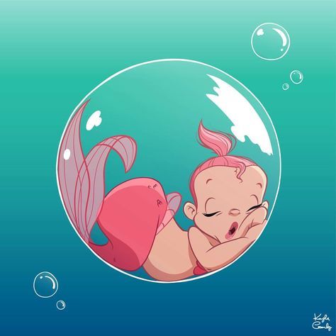 Baby mermaid in a bubble sleeping. #mermay2018 Vanessa Rivera, Anime Bebe, Mermaid Artwork, Mermaid Illustration, Fantasy Mermaids, Mermaid Fairy, Mermaid Drawings, Belly Painting, Real Mermaids