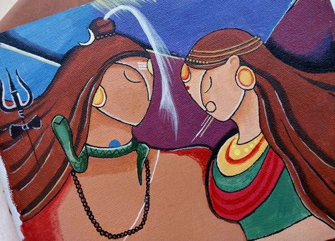 Acrylics on canvas. Shiv Parvati, Abstract Painting, Canvas, Quick Saves