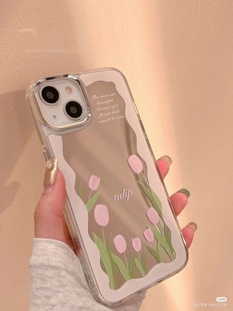 Tulip Mirror, Mobile Case Diy, Tulip Phone Case, Phone Case Diy Paint, Diy Phone Case Design, Girly Iphone Case, Retro Phone Case, Diy Projects Gifts, Phone Case Pink