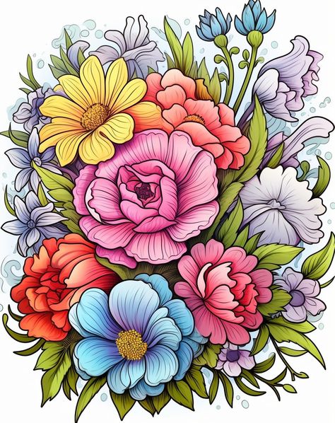 Colored with Procreate App. I know it's winter, but flowers are my favorites when I color :) . Part of "Beautiful Flowers Coloring Book" by "Customartcoloring" now on Etsy and Amazon. Featuring 65 detailed pages with unique and splendid floral arrangements. https://customartcoloring.etsy.com https://amazon.com/author/customartcoloring #coloring #coloringbooks #coloringforadults #coloringpage #coloringaddict #coloringtherapy #adultcolouring #colouring #colouringbook #colouringforadults #inkd... Colouring Ideas For Adults, Completed Colouring Pages, Floral Colouring Pages, Colouring Flowers With Pencils, Flower Drawing Design Colour, Beautiful Flower Drawings Colour, Completed Coloring Pages, Floral Design Drawing Pattern, Colourful Flowers Drawing