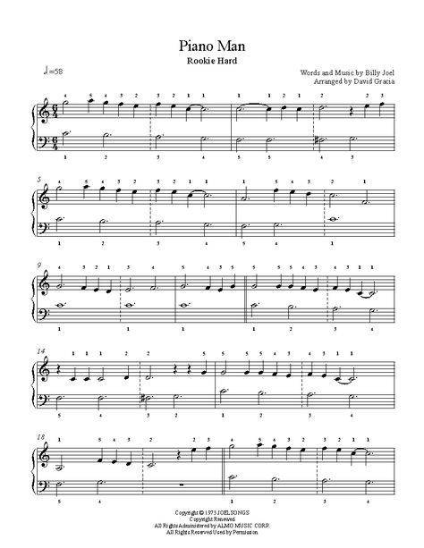 Piano Man by Billy Joel Piano Sheet Music | Rookie Level Piano Songs Chords, Piano Songs Sheet Music, Piano Songs For Beginners, Music Printables, Easy Sheet Music, Piano Notes Songs, Learning Piano, Beginner Piano, Easy Piano Songs