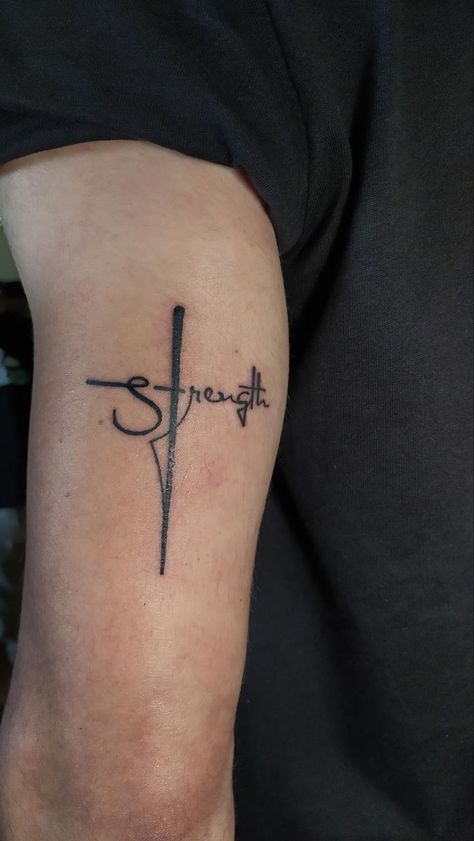 #tattoo, #tattoos, #inked, #tattooart, #tattooedwomen, #tattooedguys, #tattooinspiration, #tattooideas, #tattooworldwide, #tattoosociety, #InkLaughs, and #TattooFails​ Success Tattoo Ideas Men, Strength Tattoos For Men Forearm, Symbol Of Strength Tattoo For Men, Motivation Tattoo Men, Faith Tattoo Men, Think Positive Tattoo, Chest Tattoo Words, Faith Cross Tattoos, Tattoos Faith