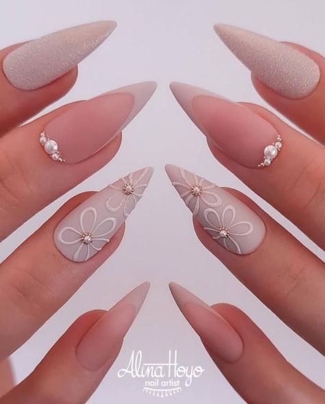 Summer Nails Art, Nail Art Designs For Beginners, Easy Nail Art Designs, Stiletto Nails Designs, Nails White, Almond Nails Designs, Best Nail Art, Pink Acrylic Nails, Art Summer