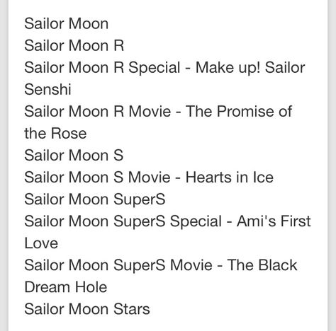 The order to watch sailor moon Guide To Watching Sailor Moon, How To Watch Sailor Moon In Order, Sailor Moon Promise Of The Rose, Sailor Moon Character Names, Sailor Moon Family Tree, Sailor Moon R Movie, Sailor Moon Episodes, Sailor Moon R, Moon Sailor