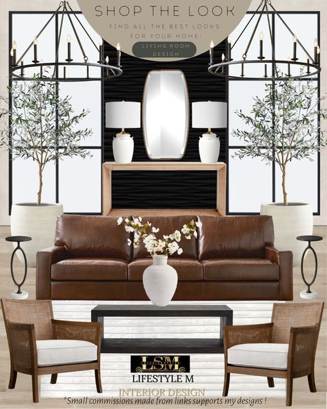 Mood board for a living room design Black White And Cognac Living Room, Modern Black And Brown Living Room, Best Sofa Designs, Sofa Designs For Living Room, Sofa Design Living Rooms Luxury, Modern Living Room Black, Trendy Sofa, Farmhouse Living Room Design, Designs For Living Room