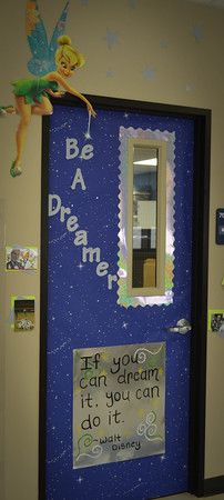 Kickin' It With Class: Classroom Doors - Be All You Can... (Picture Heavy Post) Peter Pan Classroom Door, Disney Classroom Door, Mickey Mouse Classroom, Disney Themed Classroom, Classroom Boards, Disney Classroom, Teacher Doors, School Doors, Disney Rooms