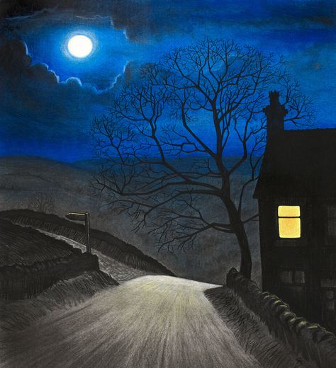 Gallery Website, Night Landscape, Fine Art Landscape, Night Art, Pastel Drawing, Moon Art, Simple Art, Urban Landscape, Art Market