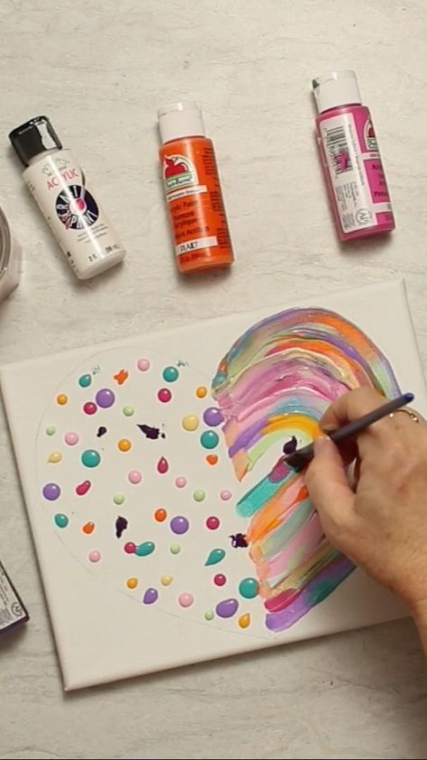 Abstract Heart Painting, Card For Love, Make A Paper Flower, Cuadros Diy, Card For Boyfriend, Pinterest Diy, Heart Painting, Valentines Art, Paper Flower Bouquet