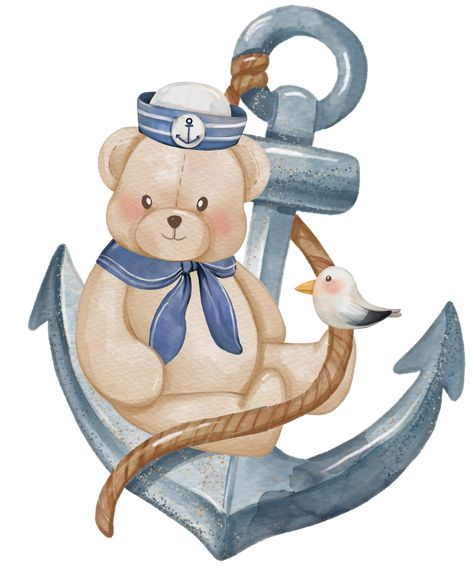 Teddy bear Sailor Nautical watercolor Sailor Teddy Bear, Sailor Nursery, Sailor Illustration, Sailor Baby, Birthday Cartoon, Nautical Baby, Kids Scrapbook, Cityscape Photos, Baby Art