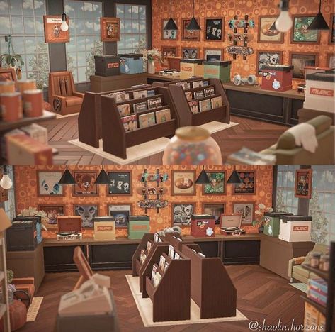 Acnl Paintings, Interior Design Japanese, Animal Crossing Designs, Nintendo Switch Animal Crossing, Animal Crossing Guide, Happy Home Designer, Animal Crossing Wild World, New Animal Crossing, Record Shop