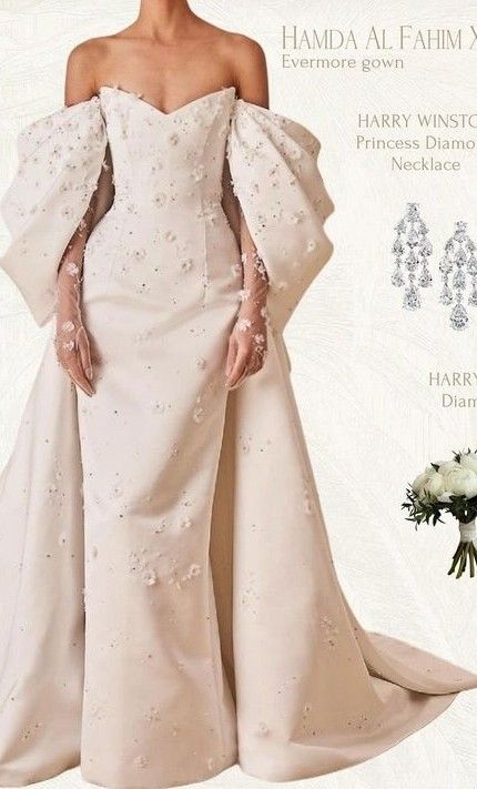 Hamda Al Fahim, White Printed Dress, Off The Shoulder Wedding Dresses, Classy Wedding Dress, Fancy Wedding Dresses, Dream Wedding Ideas Dresses, Dresses Simple, Fashion Guide, Strapless Neckline