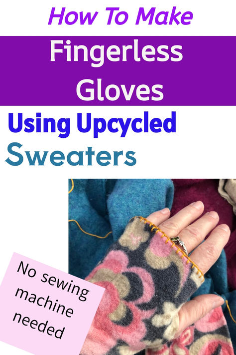 How to make fingerless glvoes from old sweaters, with felting and upcycling. Fingerless gloves are easy to make and a fun craft for adults that give you a useful result. They're hand warmers and can also be made longer so that they work as arm warmers, too. This step-by-step photo tutorial will show you hos easy it is to make yourself a pair of fingerless gloves for chlly weather. How To Make Fingerless Gloves From Socks, How To Sew Fingerless Gloves, Sew Fingerless Gloves, Diy Arm Warmers From Sweaters, Diy Fingerless Gloves, Fingerless Gloves From Old Sweaters, Diy Hand Warmers, Reusable Hand Warmers, Arts And Crafts For Adults