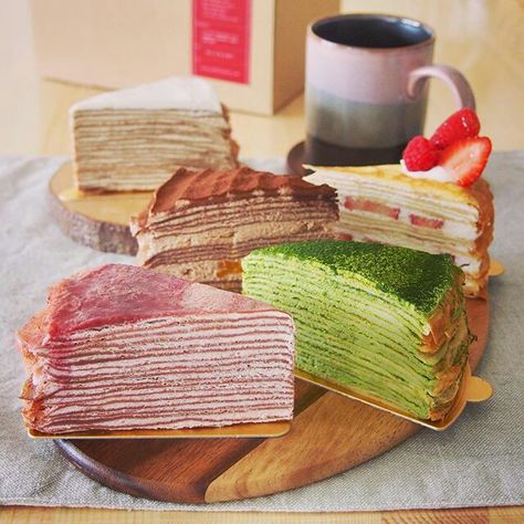 Mile Crepes Cake Aesthetic, Mile Crepes Cake, Crepe Cake Aesthetic, Mille Crepe Cake, Mille Crepes, 귀여운 음식 그림, Mille Crepe, Kawaii Cooking, Crepe Cake